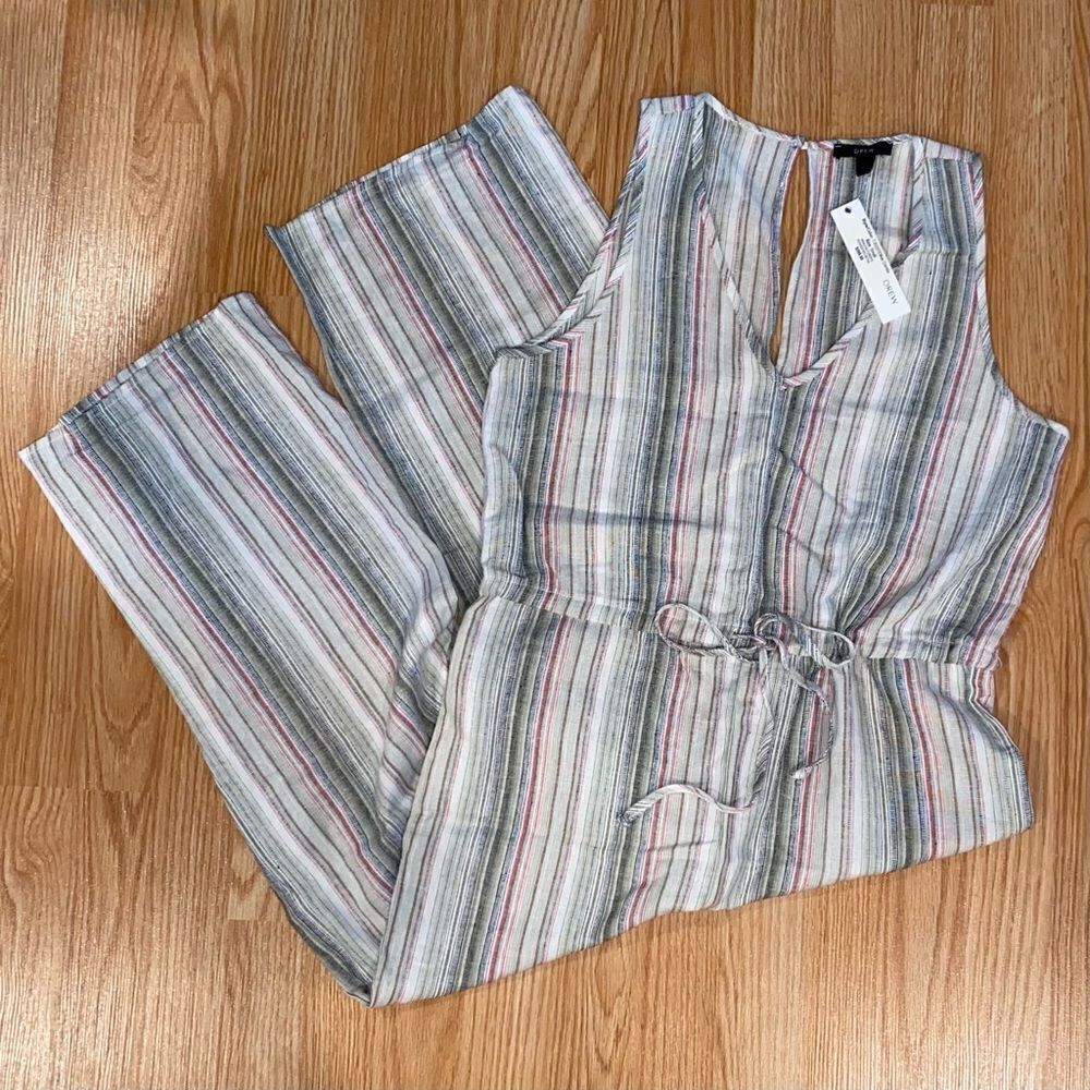 Drew Linen Sleeveless Striped Jumpsuit